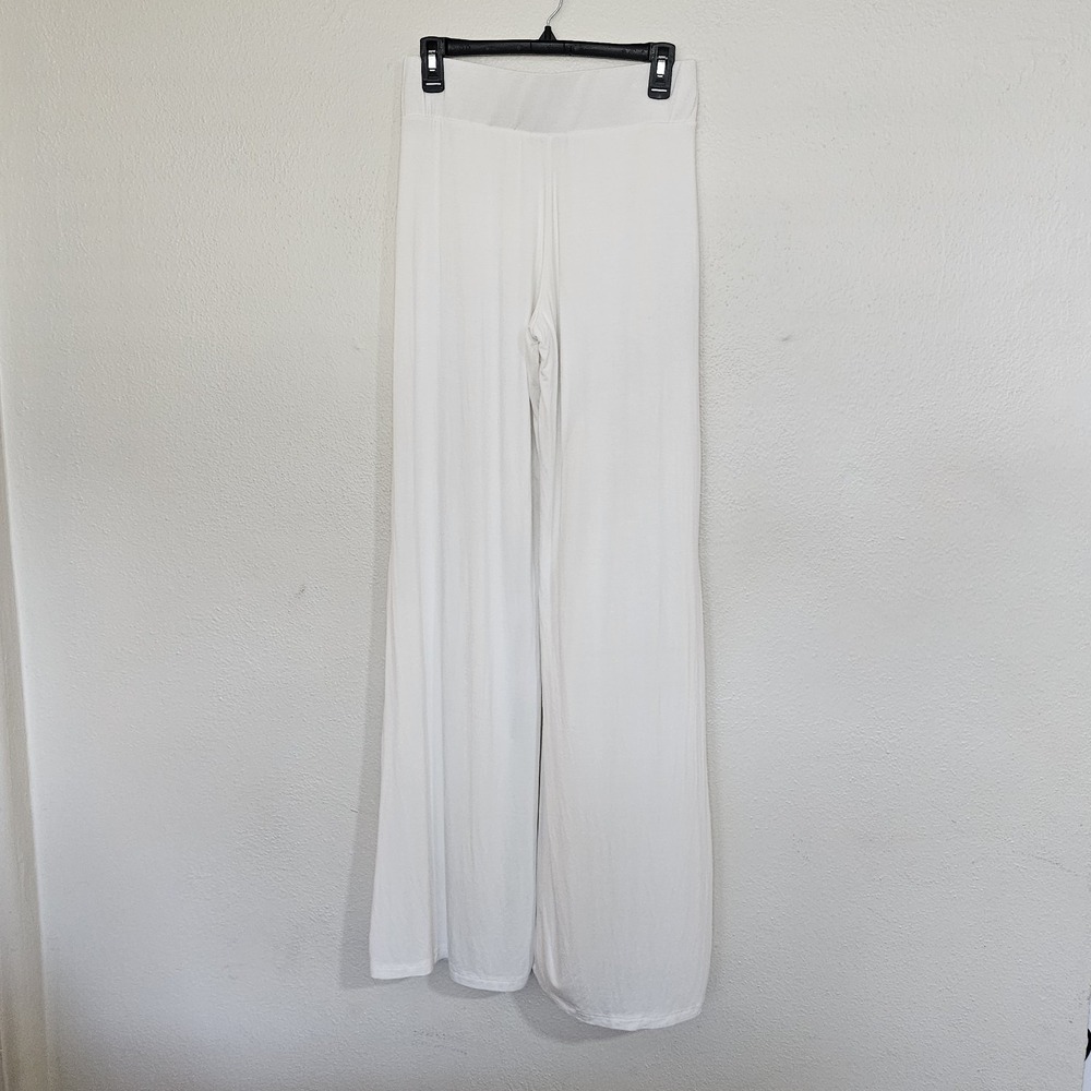 MEEK White High-Waisted Wide Leg Palazzo Pants - Size Large